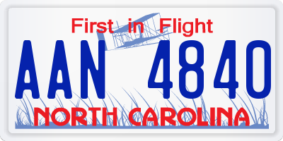 NC license plate AAN4840
