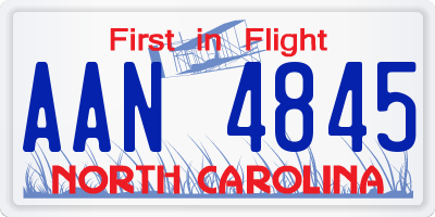 NC license plate AAN4845
