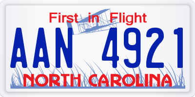 NC license plate AAN4921