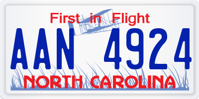 NC license plate AAN4924