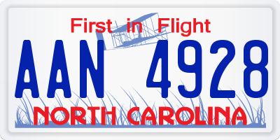 NC license plate AAN4928