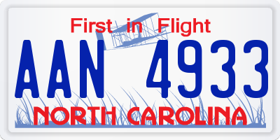 NC license plate AAN4933
