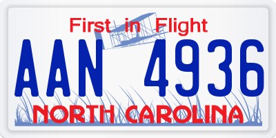 NC license plate AAN4936