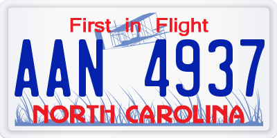 NC license plate AAN4937