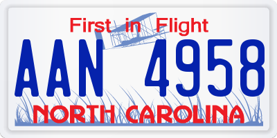 NC license plate AAN4958