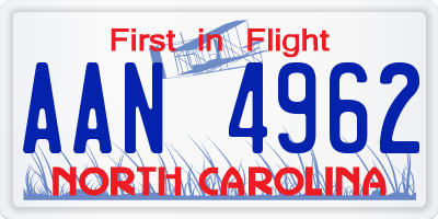 NC license plate AAN4962
