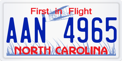 NC license plate AAN4965