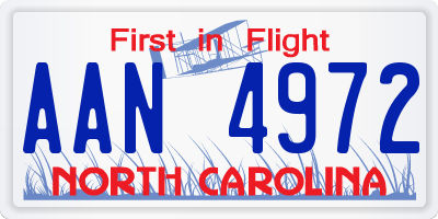 NC license plate AAN4972