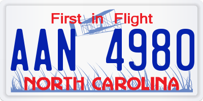 NC license plate AAN4980