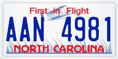 NC license plate AAN4981