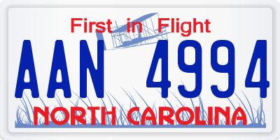 NC license plate AAN4994