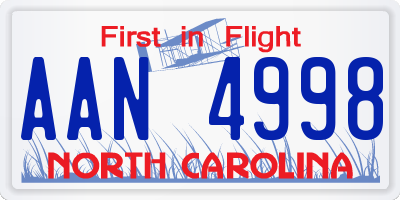 NC license plate AAN4998