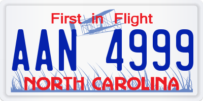 NC license plate AAN4999