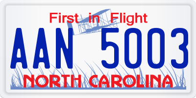 NC license plate AAN5003