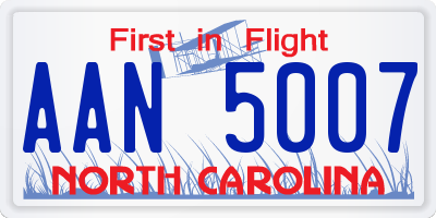 NC license plate AAN5007