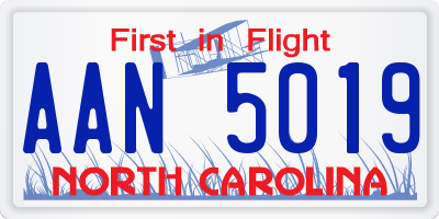 NC license plate AAN5019
