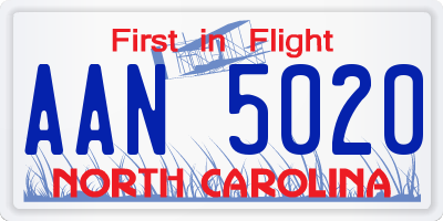 NC license plate AAN5020