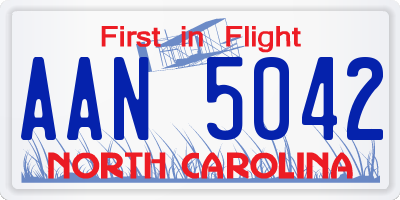 NC license plate AAN5042