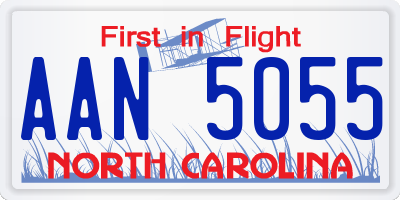 NC license plate AAN5055