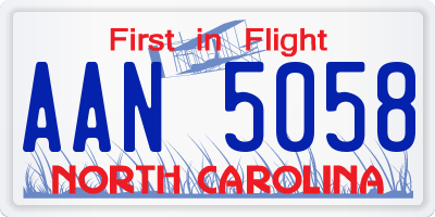 NC license plate AAN5058