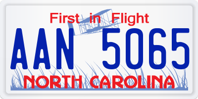 NC license plate AAN5065