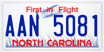 NC license plate AAN5081