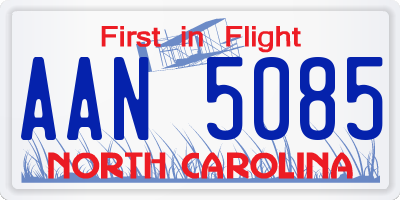 NC license plate AAN5085