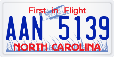 NC license plate AAN5139