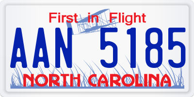 NC license plate AAN5185