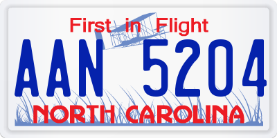 NC license plate AAN5204