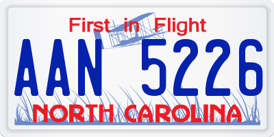 NC license plate AAN5226