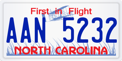 NC license plate AAN5232