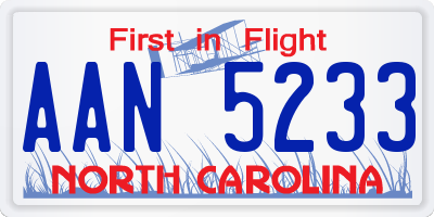 NC license plate AAN5233
