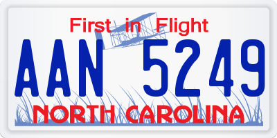 NC license plate AAN5249