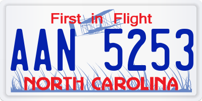 NC license plate AAN5253