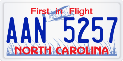 NC license plate AAN5257