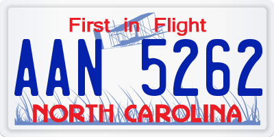 NC license plate AAN5262