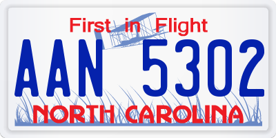 NC license plate AAN5302