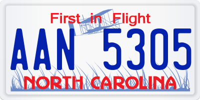 NC license plate AAN5305