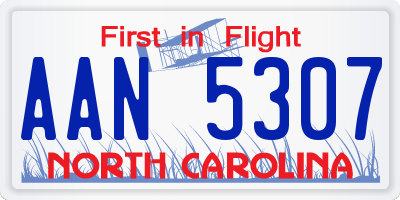 NC license plate AAN5307