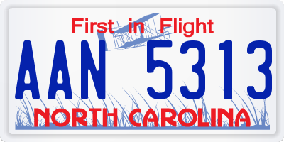 NC license plate AAN5313