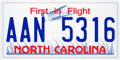 NC license plate AAN5316