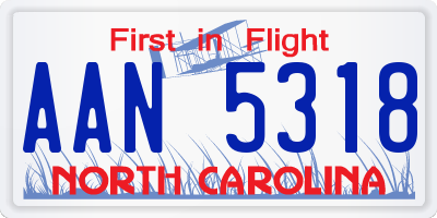 NC license plate AAN5318