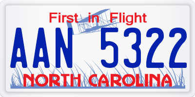 NC license plate AAN5322