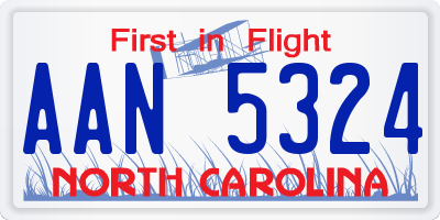 NC license plate AAN5324