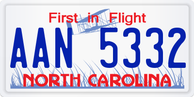 NC license plate AAN5332