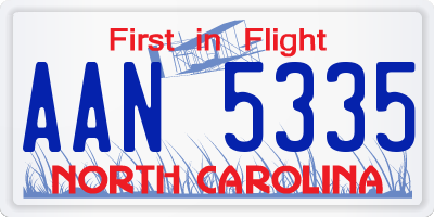 NC license plate AAN5335
