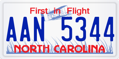 NC license plate AAN5344