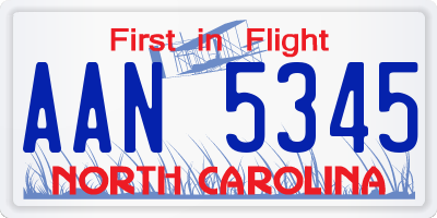 NC license plate AAN5345