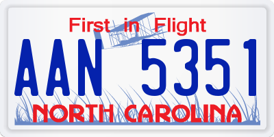 NC license plate AAN5351